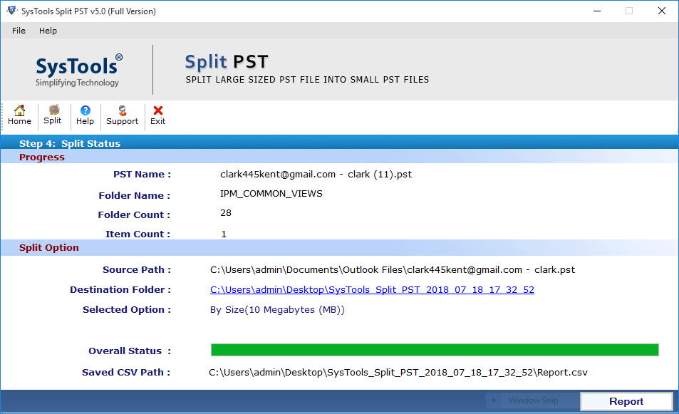 Split PST Compare Status