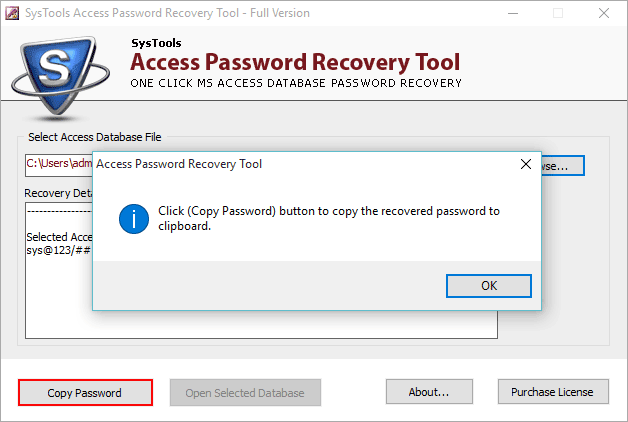 ms access password reset