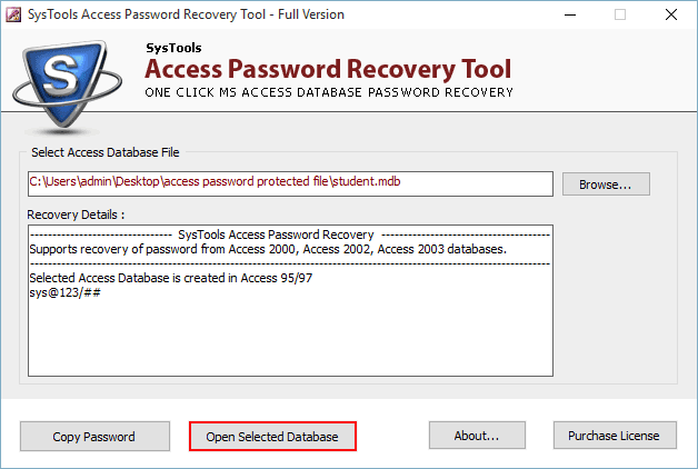 Open MS Acees file using Password