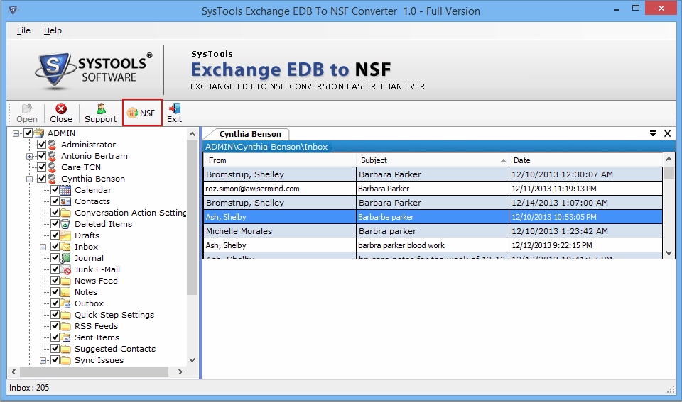 View all Details of EDB into NSF Format