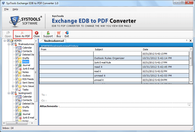 Save EDB to PDF Files