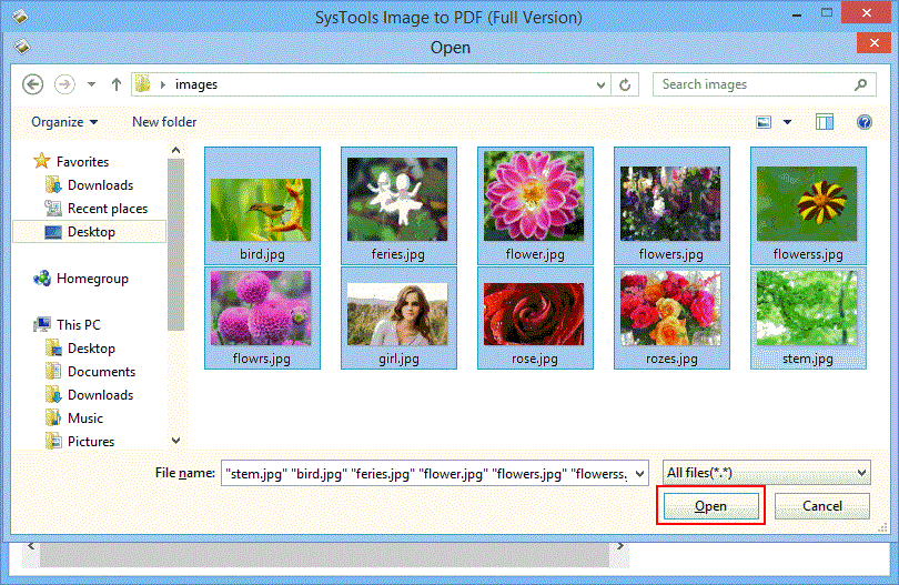 Open All Images in Image to PDF Tool
