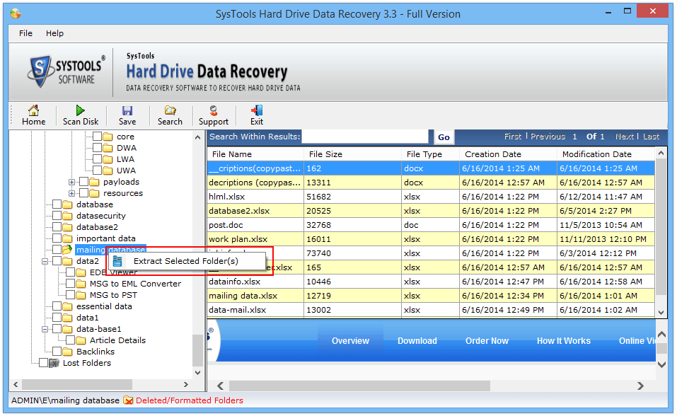 Extract Selected NTFS Drive