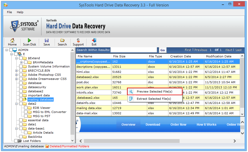 Preview Selected NTFS Drive